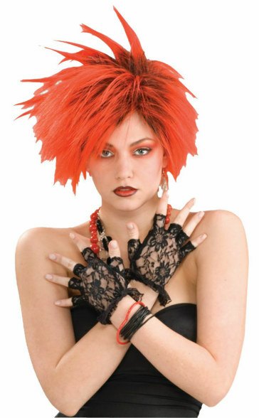 Black Lace Fingerless Gloves - 80's Accessories