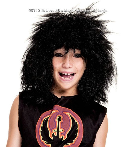 Boys 80's Black Rock Star Wig