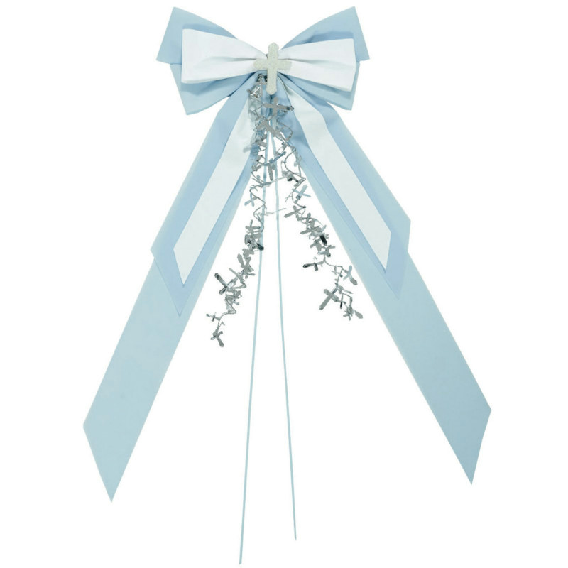 24" Blue Bow with Cross 24" Blue Bow with Cross