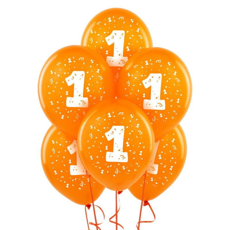 #1 Orange 11" Matte Balloons (6 count) #1 Orange 11" Matte Balloons (6 count)