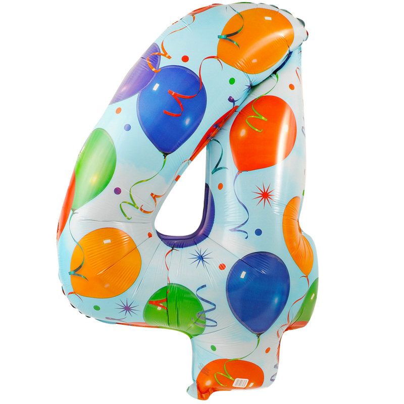 #4 Foil Balloon with Streamer #4 Foil Balloon with Streamer