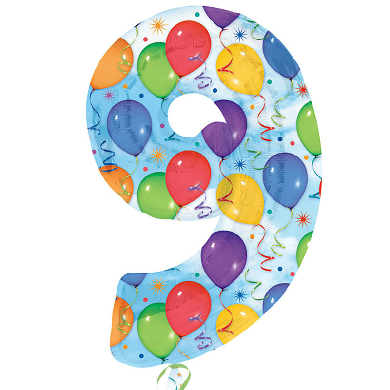 #9 Foil Balloon with Streamer #9 Foil Balloon with Streamer