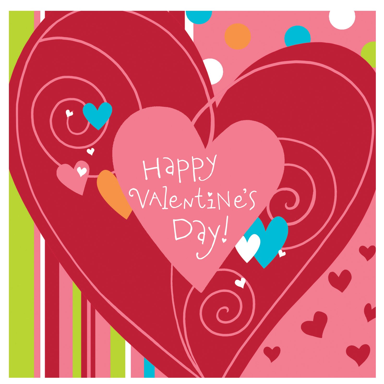 Valentine Happy Heart Swirl Lunch Napkins (18 count)